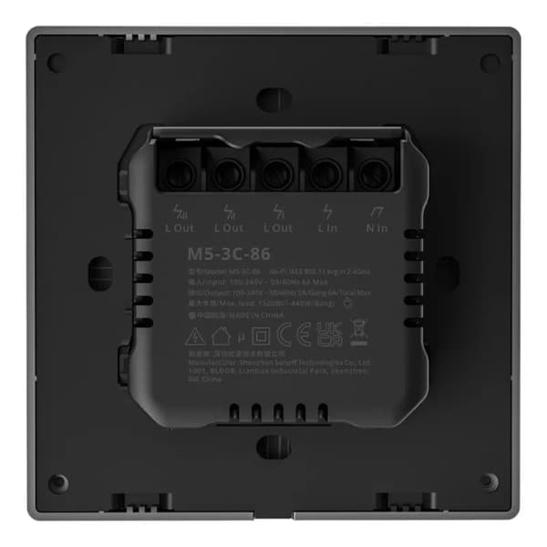 Sonoff M5 3C Smart WiFi Väggströmbrytare Grå (3-Kanal)