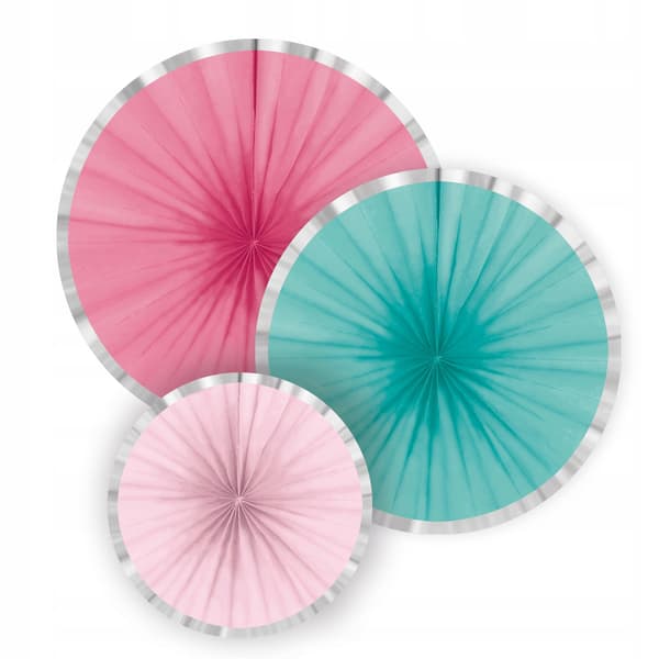 Dekorativa rosetter, turkos, rosa, 3 st