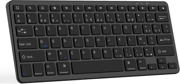 TRÅDLÖST BLUETOOTH-TANGENTBORD SVART iOS Android PC AZERTY 28x12cm