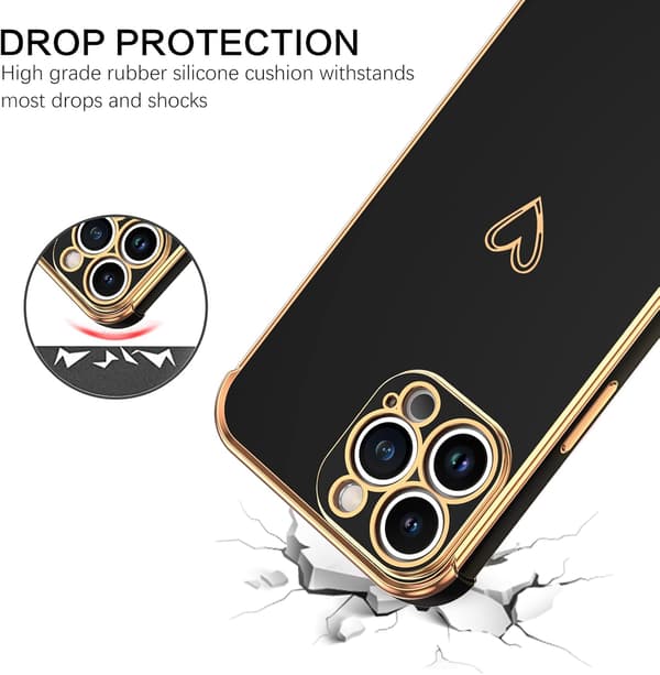 APPLE IPHONE 13 PRO SILIKONIKUORI MUSTA KULTA TARVIKKEET SYDÄN A2483