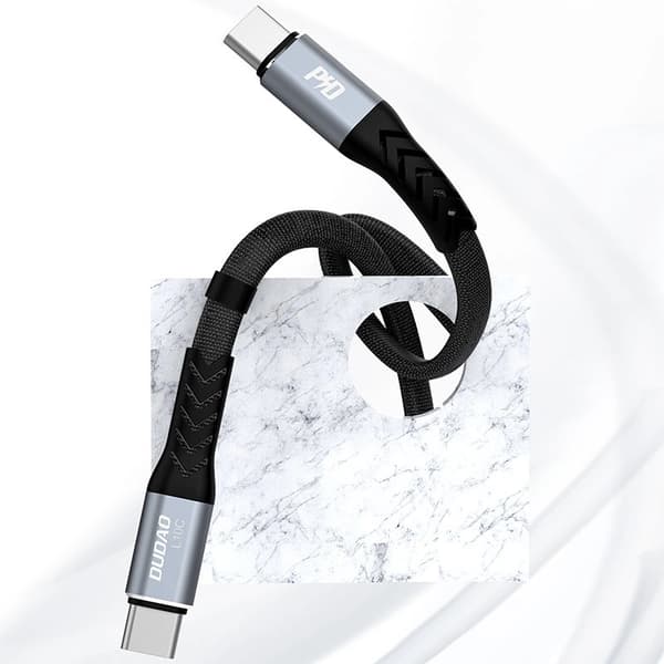 Dudao L10C USB-C - USB-C PD-kabel 100W 5A 0,23m - Sort
