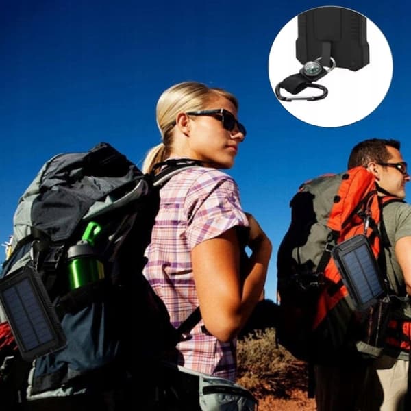 Aurinkovirtalähde 8000 mAh + taskulamppu ja kompassi