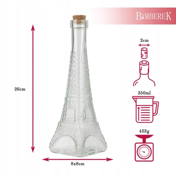 5x Paris Tower glasbehållare 350ml för alkoholvin presentflaskor
