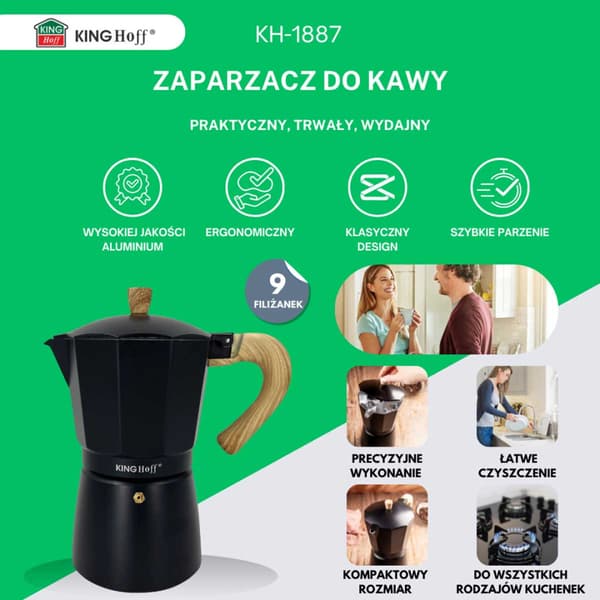 KAFFEMASKINE 450ml KINGHOFF KH-1887 INDUKTION