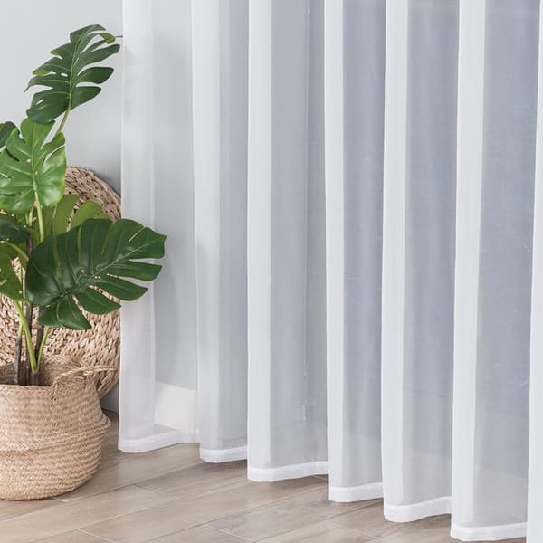 Balkonggardin Voile med Öljetter 140x230 Basic Slät Vit