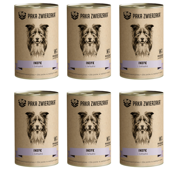 Paka Zwierzaka vådfoder til hunde med kalkun og tranebær 6x400g