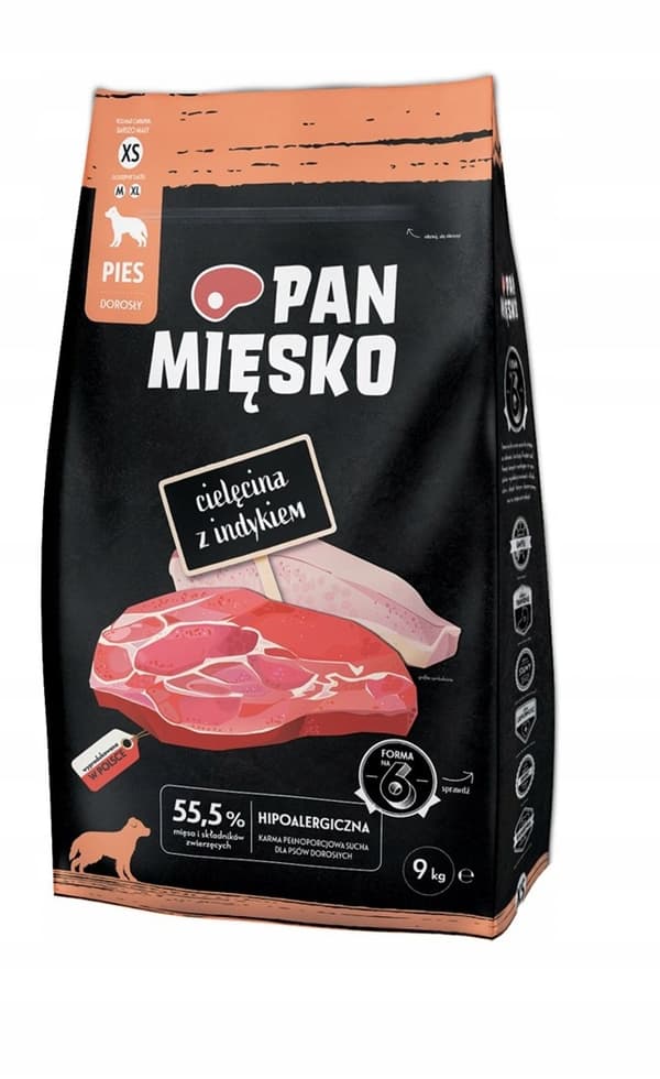 Torrfoder för hundar Pan Meat kalvkött med kalkon XS 9 kg