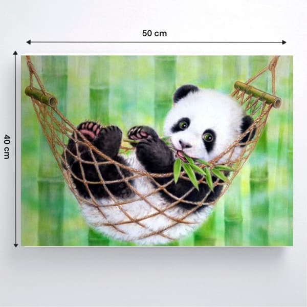 MALING EFTER TAL MED RAMME Billeder til maleri - Sød Panda 50x40 cm