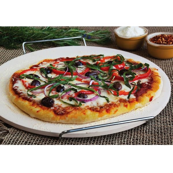 Ildfast pizzasten med stativ og kniv 3 dele
