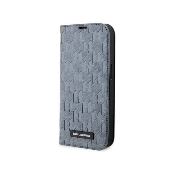 Karl Lagerfeld Booktype Saffiano Monogram - iPhone 14 Pro-skal (Silver)