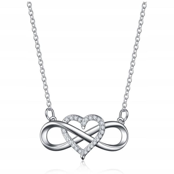 DAM SILVERHALSBAND LÅNG KEDJA MED ZIRKONHJÄRTA I INFINITY