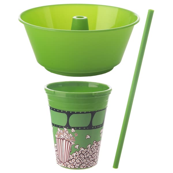 Grön mugg med skål för popcorn 500 ml