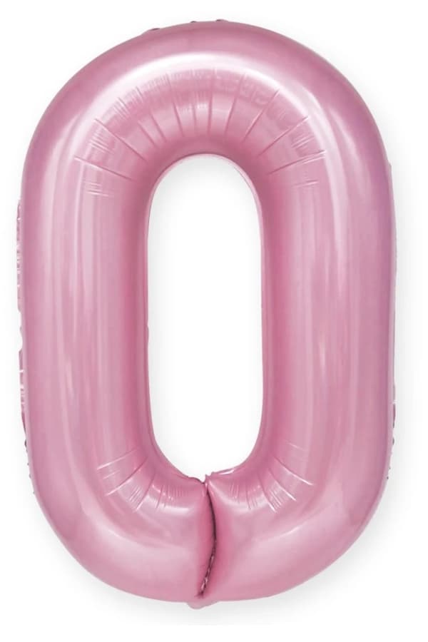 Folioilmapallo numero 0 ZERO pastellipinkki 100 cm