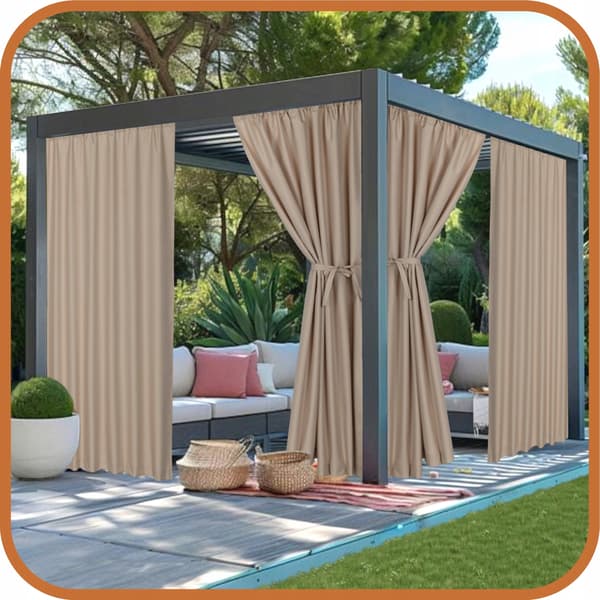 Puutarhan terassiverhot T 155x270 vaalea beige
