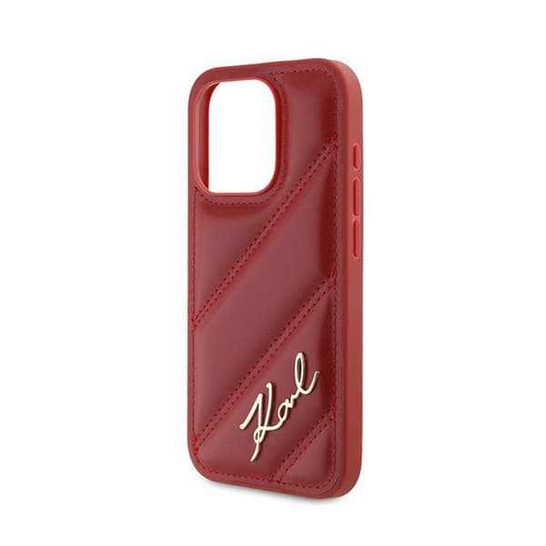 Karl Lagerfeld Diagonal Quilted Script - iPhone 15 Pro Max-skal (rött)