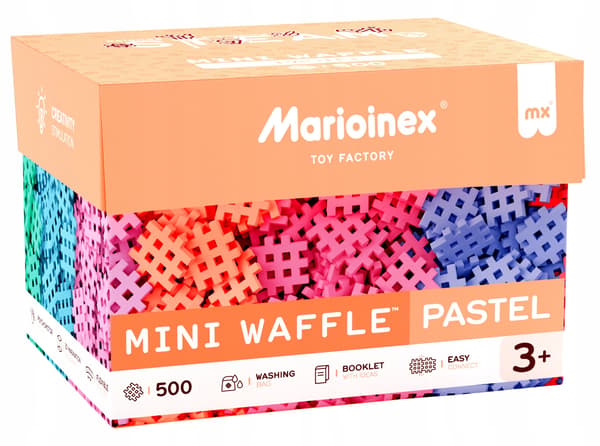MINI VÅFFLOR, pastellfärgade våfflor 500 st MARIOINEX 2+