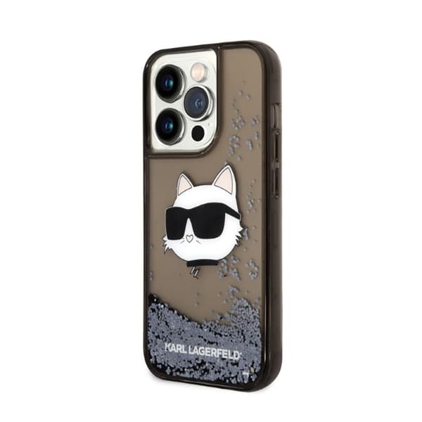 Karl Lagerfeld Liquid Glitter NFT Choupette Head - iPhone 14 Pro Max cover (sort)