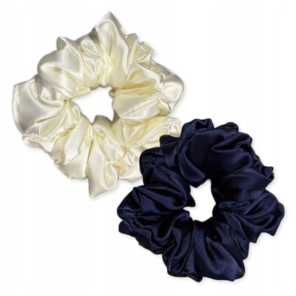 2-PACK HÅRBAND i satin 13 cm ECRU MARINBLÅ