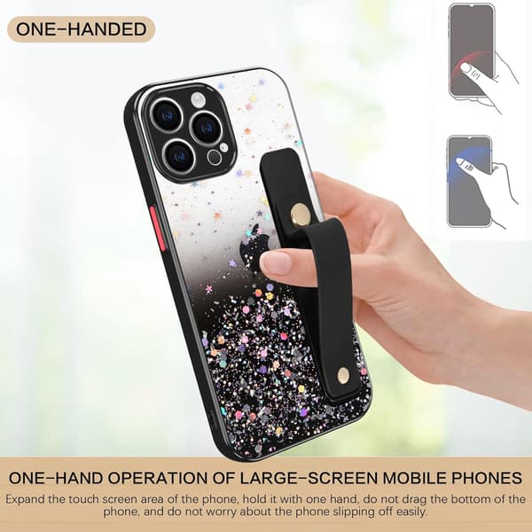 GLITTER SILIKONE ETUI TIL APPLE IPHONE 14 PRO MAX + HOLDER A2894