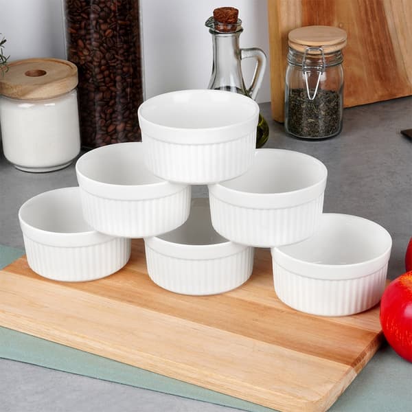 Keramiske bageskåle hvide 260 ml 6 stk.