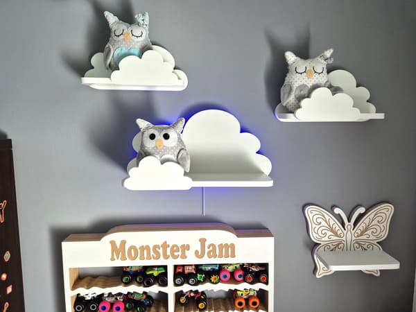 Cloud Shelves Set om 3 FANTASY EXTRA - Prestige, vit med lampfunktion