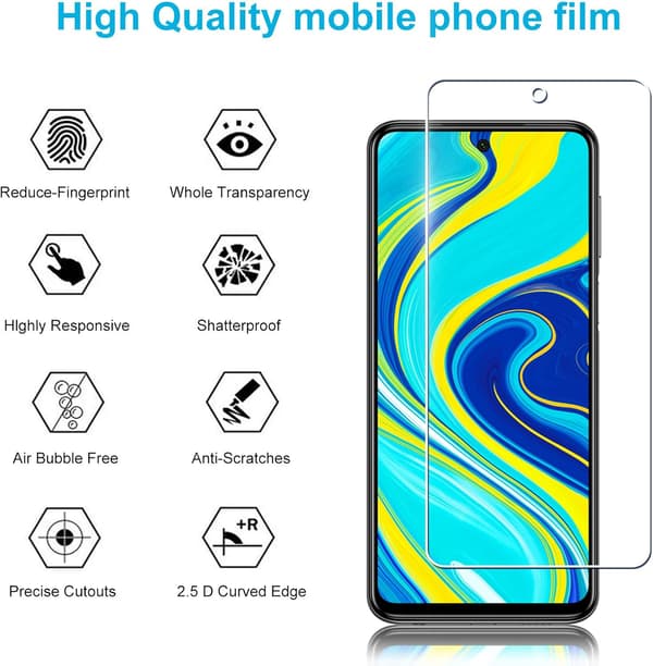 Härdat glas för XIAOMI REDMI NOTE 9S, solidt och hållbart, 2 delar