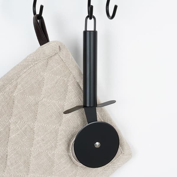Stålpizzakniv svart 20 cm