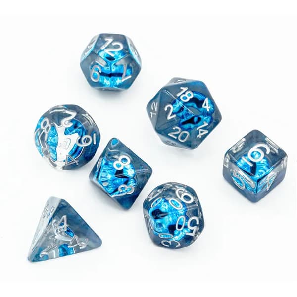 Ice Dragon Eye RPG-tärningar Set med 7 epoxitärningar