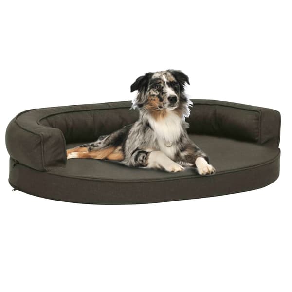 vidaXL hundeseng, 75x53 cm, linnedlook, mørkegrå