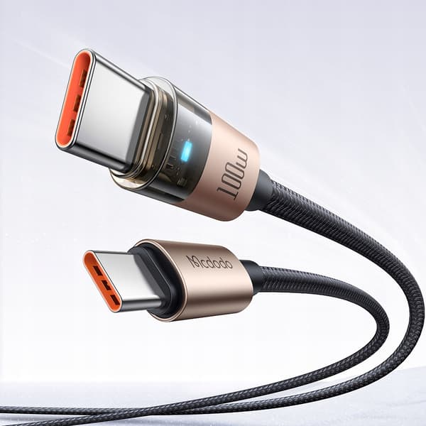 MCDODO USB-C-KABEL SNABBLADDNING USB TYP C 5A 100W 1M LED GULD
