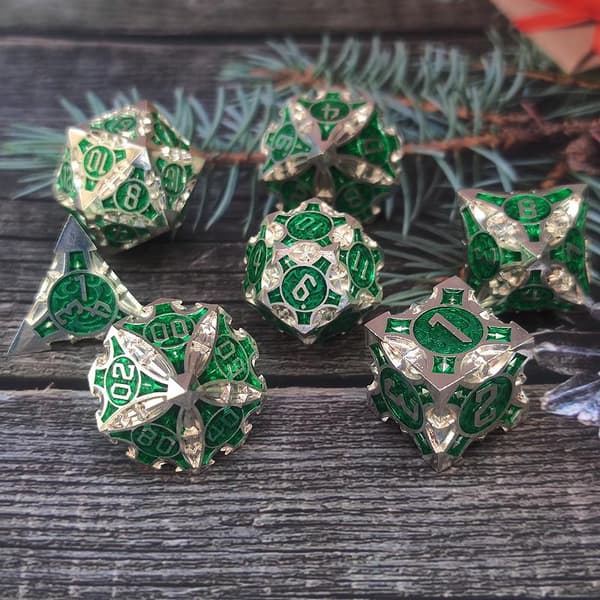 Elven Council RPG-tärningar Set med 7 metalltärningar