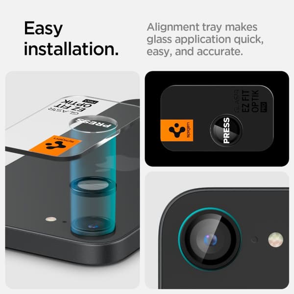 SPIGEN OPTIK PRO GLAS.TR EZ FIT KAMERASKYDD 2-PACK IPHONE 16E SVART