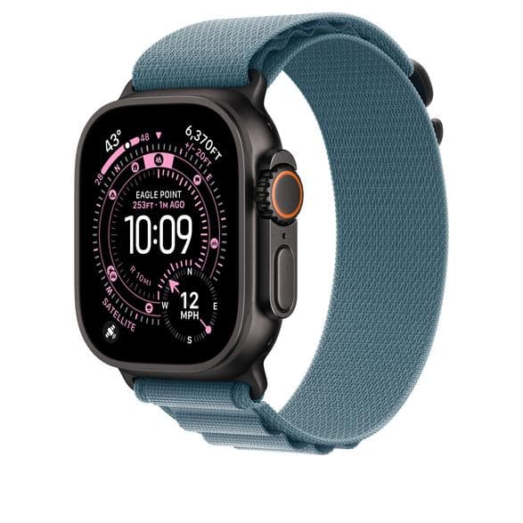 Alpine Apple Watch 49 mm S Lysblå med elementer af titanium i sort MG9K4ZM/A