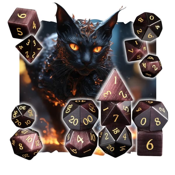 Opal Cat's Eye RPG terningsæt med 7 krystalterninger