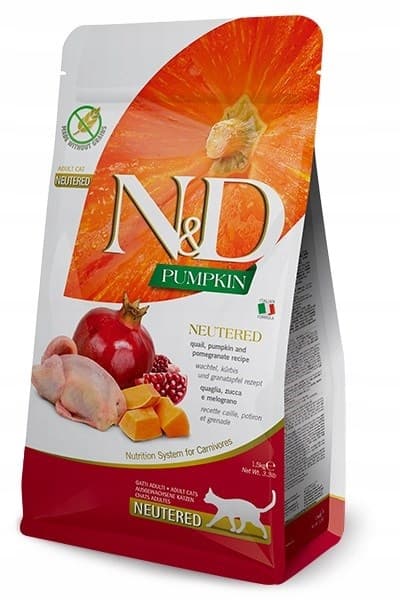 Farmina N&D Pumpa Torrfoder för Katter 5 kg Vaktel Granatäpple