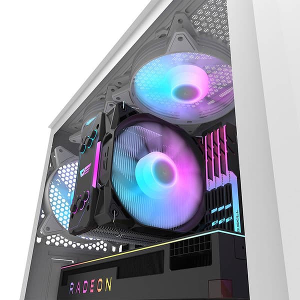 Darkflash DK352 Plus computerkabinet (sort og hvid) + 4 ARGB-blæsere
