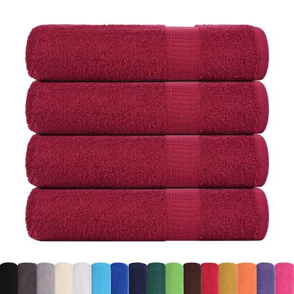 vidaXL Handdukar, 4 st, Bordeaux 50x100 cm, 100% bomull