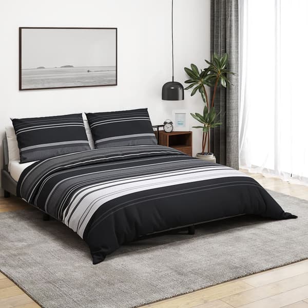 vidaXL Bäddset, svart och vit, 135x200 cm, bomull