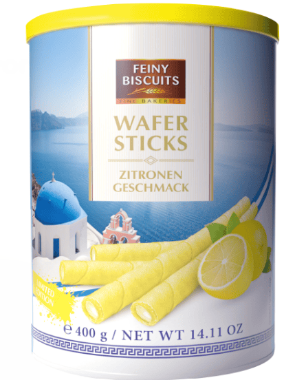 Feine kex med citronvåffelrullar 400 g