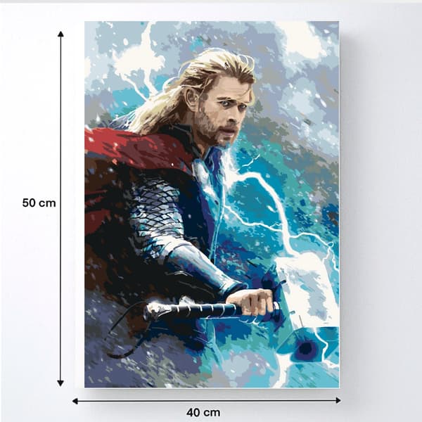 MÅLNING MED SIFFROR Bilder att måla - Thor i stormen Marvel 40x50 cm