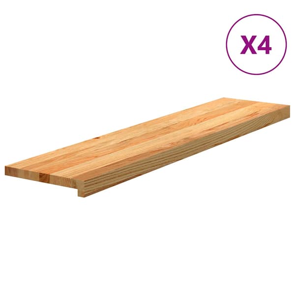 vidaXL trappetrin, 4 stk. brun 110x25x2 cm massivt egetræ