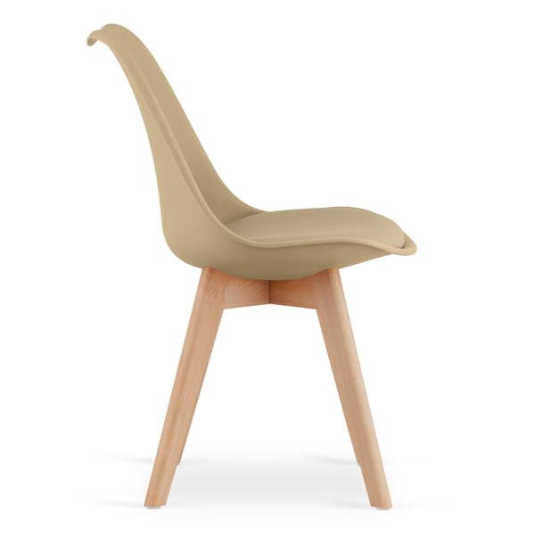 MARK stol - mørk beige / naturlige ben x 4
