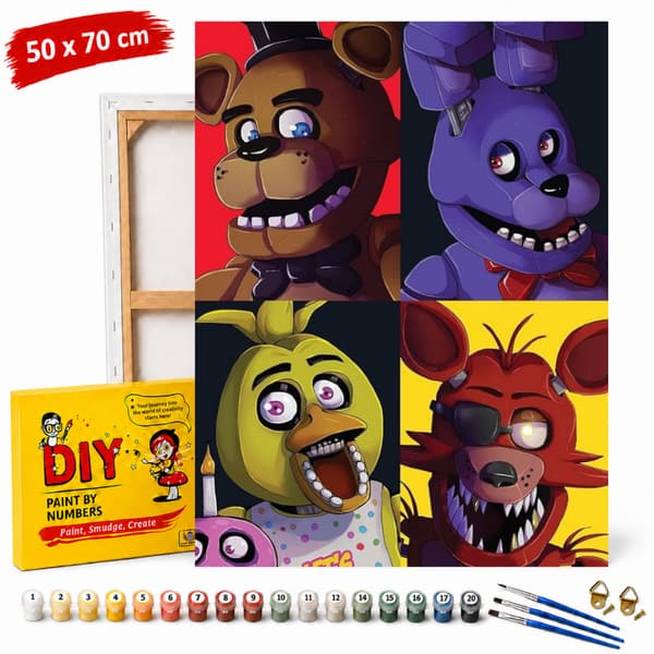 Måla efter nummer-tavel med ram Five Nights at Freddy's 50x70 cm