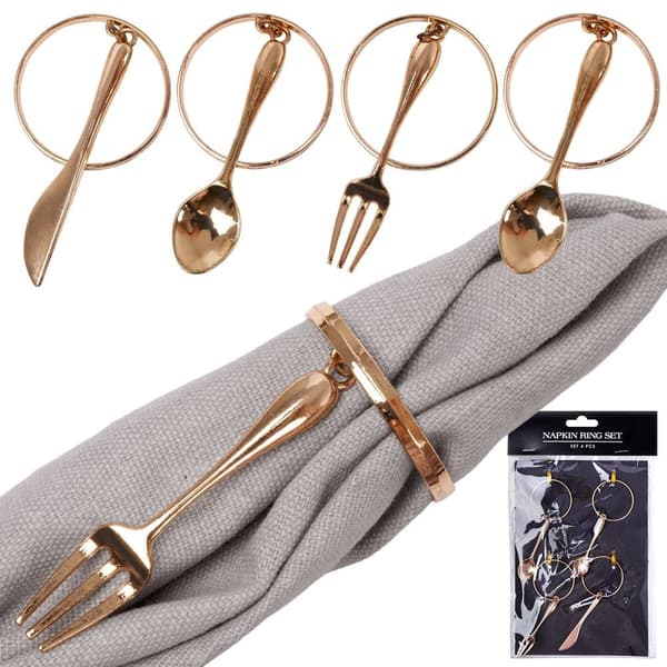 Servietringe metal guld bestik 4 cm 4 stk