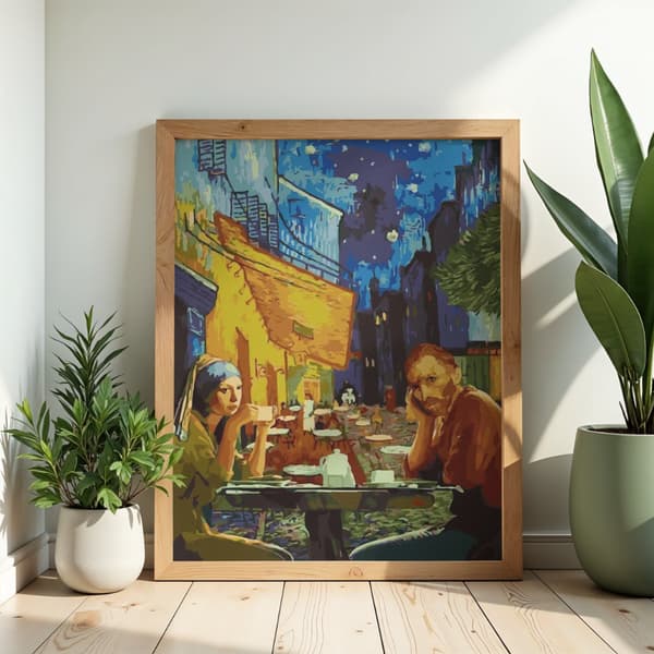 Måla efter siffror med ram Datum med Van Gogh 50x70 cm