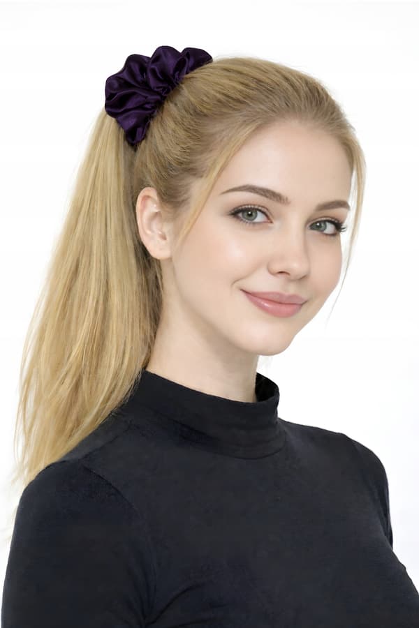 SÆT MED 2 HÅRBÅND satin elastik 10 cm BEIGE LILLA