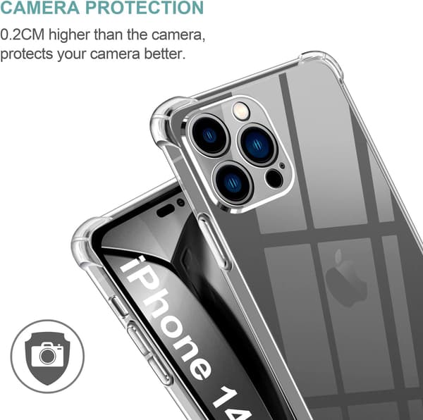 TRANSPARENT SILIKONEETUG TIL APPLE IPHONE 14 PRO MAX 3X HÆRDET GLAS