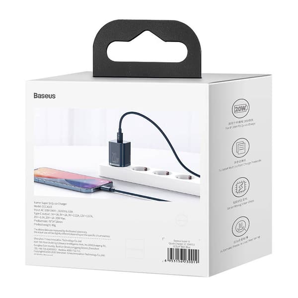 Baseus Super Si Hurtigoplader 1C 20W Vægoplader (Blå)