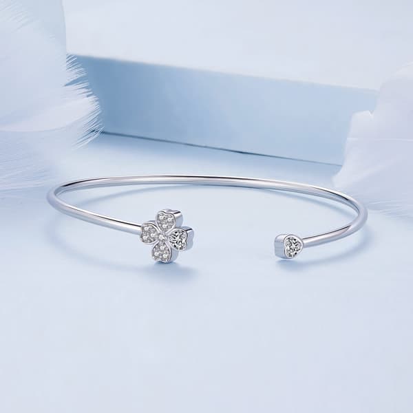 Stift armband med kristallblomma, 925 silver