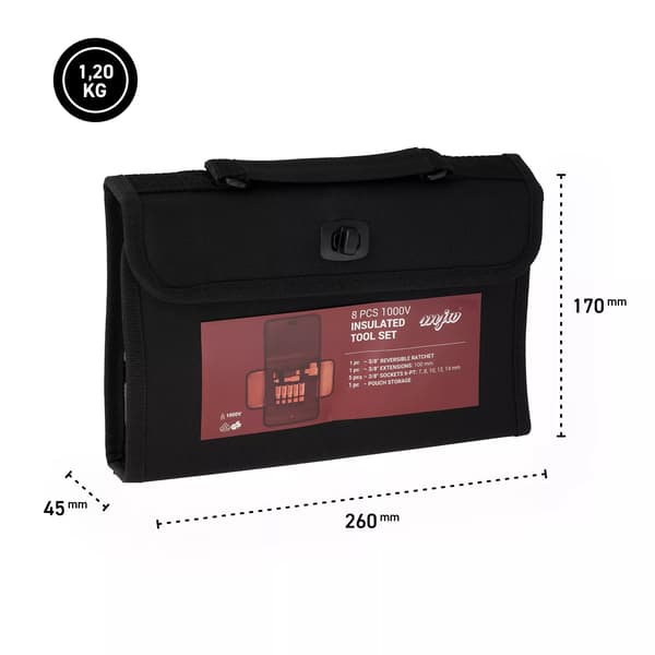 MJW 3/8" VDE 1000V isoleret værktøjssæt